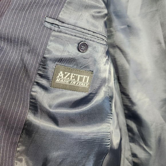 Azetti Made in Italy 100% Wool Navy Pinstripe Suit Jacket Size 54R - Picture 8 of 11
